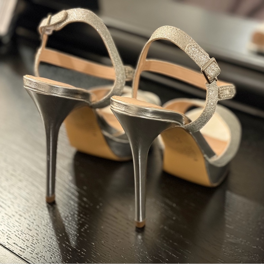 Sparkling Silver Platform Heels - image 4